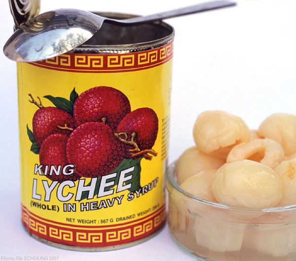 canned lychees. photo by Rik Schuiling